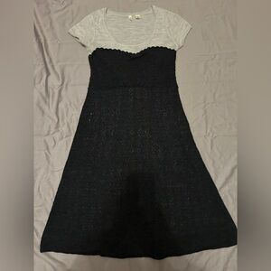 Anthropologie Moth colorblock layered wool mini dress in black and grey Size XS